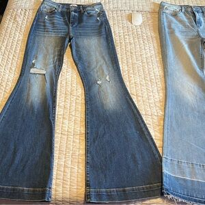 Stylish Distressed Blue Flare Jeans